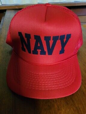 Red Ballcap Hat  with Black "NAVY" Lettering (C02)